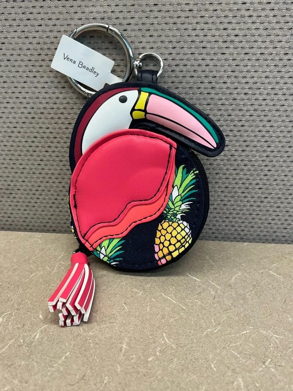 Vera Bradley Pineapple Toucan Party RFID Turnlock Wallet w/ Toucan Bag Charm - Picture 10 of 12